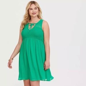 NWT Torrid Green Chiffon Smocked Front Tank Dress